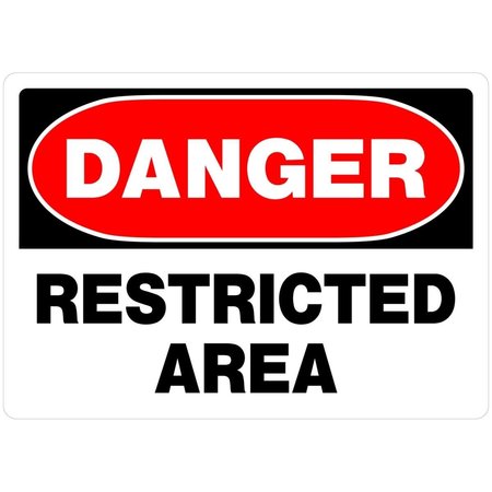 HILLMAN 10 x 14 in. White Aluminum Danger Restricted Area Sign -  6 Piece, 5PK 842058